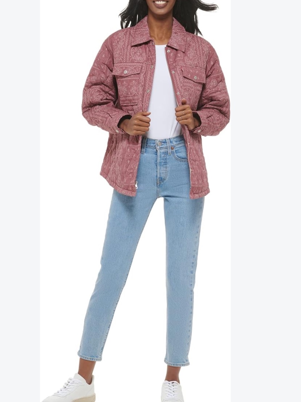 NWOT Levi’s Quilted Paisley Jacket in Burgundy Size M